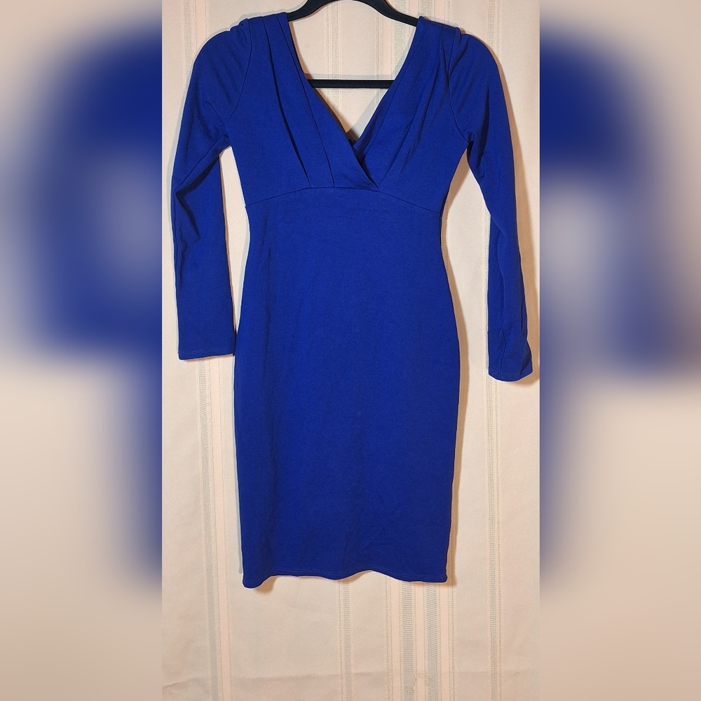 ViJo COUTURE Chic Long Sleeve Blue Dress